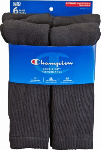 Men's Double Dry Performance Crew Socks, 6-Pairs