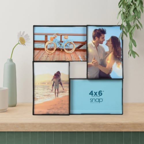 Snap® 4 Opening 4x6 Front Load Collage Photo Frame - Black Perspective: top
