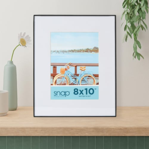 Snap® 8x10 Matted to 5x7 Front Load Photo Frame - Black Perspective: top