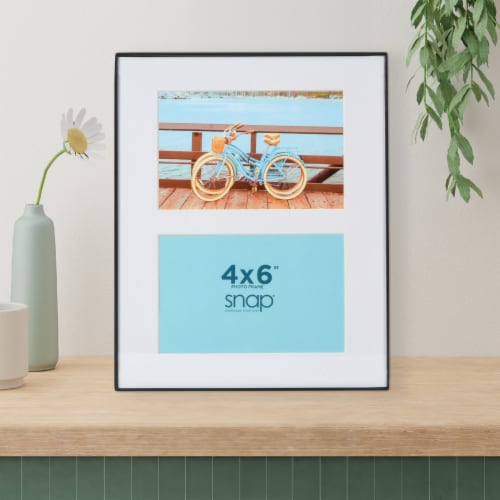 Snap® 8x10 Matted 2 Opening Front Load Photo Frame - Black Perspective: top
