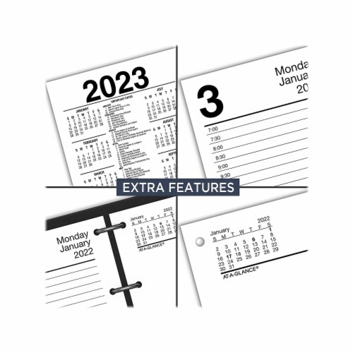 ATAGLANCE 2022 6 x 3.5 Daily Calendar Refill White/Black E7175022