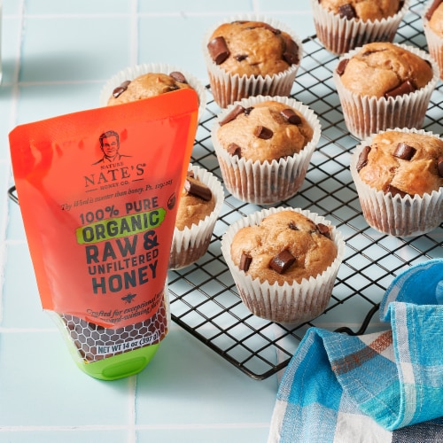 Nature Nate's® Organic 100% Pure Raw & Unfiltered Honey Squeeze Pouch Perspective: top