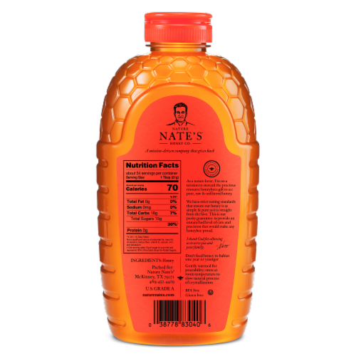 Nature Nate's® 100% Pure Raw & Unfiltered Honey Perspective: top