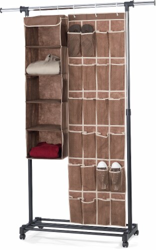 Whitmor Chrome Deluxe Extendable Garment Rack - Ebony/Silver Perspective: top