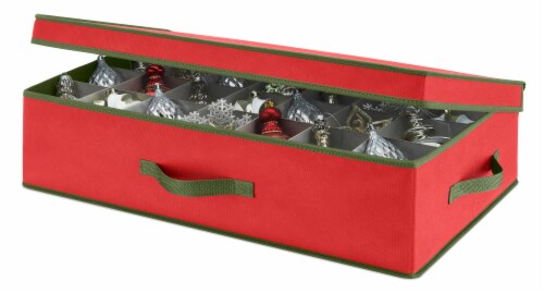 Whitmor Christmas Ornament Storage Box - Red Perspective: top