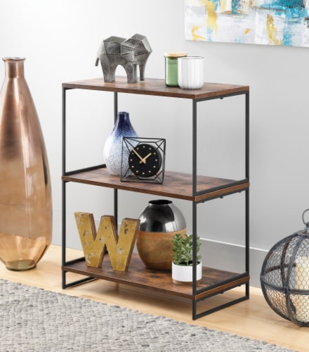 Whitmor Modern Industrial 3-Tier Shelves - Black/Brown Perspective: top