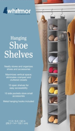 Whitmor Shelf Hanging Shoe Organizer – Alloy Gray Perspective: top