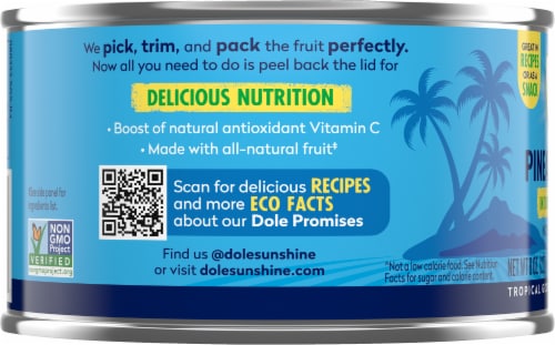 Dole® Canned Pineapple Slices Fruit In 100% Pineapple Juice Perspective: top