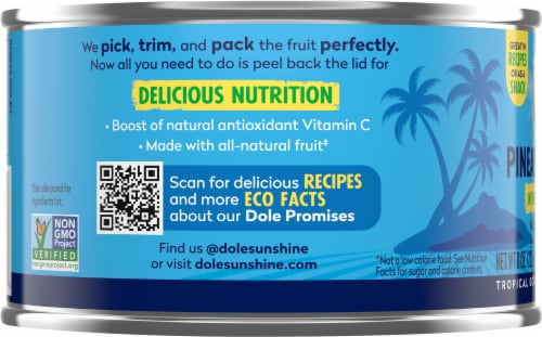 Dole® Canned Pineapple Chunks Fruit In 100% Pineapple Juice Perspective: top