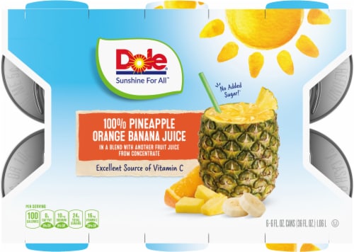 Dole 100% Pineapple Orange Banana Juice Perspective: top