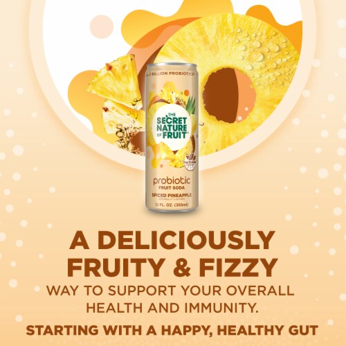 The Secret Nature of Fruit™ Spiced Pineapple Probiotic Fruit Soda Perspective: top