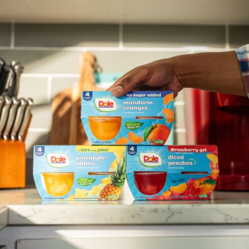 DOLE® FRUIT BOWLS® Mandarins in Orange Flavored Gel Cups Perspective: top