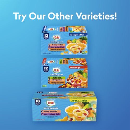 Dole® Fruit Bowls® Peaches in Strawberry Flavored Gel Fruit Cups Perspective: top