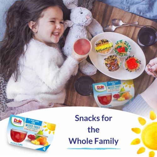 DOLE® Fruit Bowls® No Sugar Added Mixed Fruit in Cherry Flavored Gel Cups Perspective: top