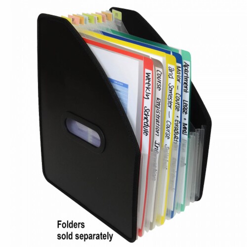 Vertical file, 13-pocket, letter size, black, 1/EA, 12EA/DS Perspective: top