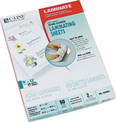 C-Line® SHEET,LAM,CLR ADH,9X12,50 65004 Perspective: top