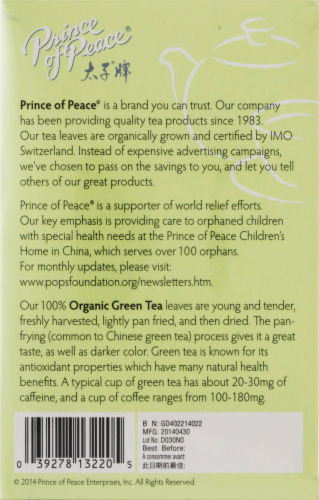Prince of Peace 100% Organic Green Tea Bags Perspective: top