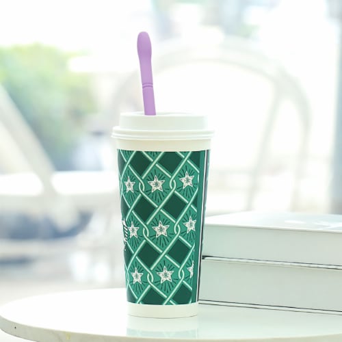 Grand Fusion Reuseable Silicone Travel Straw & Brush 3 Pack - Purple Perspective: top