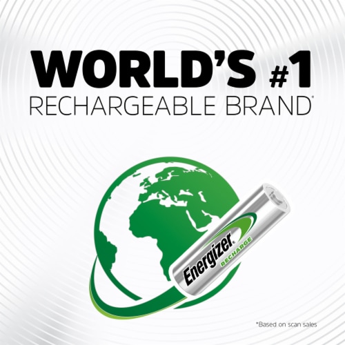 Energizer Rechargeable AA Batteries 4 Pack, Double A Batteries Perspective: top