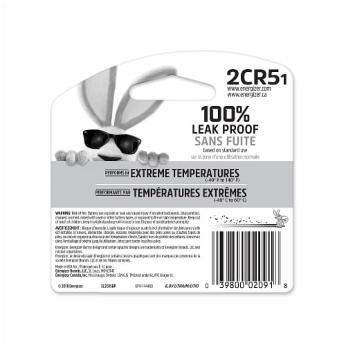 Energizer Photo Lithium 2CR5 Battery - 1 Pack Perspective: top