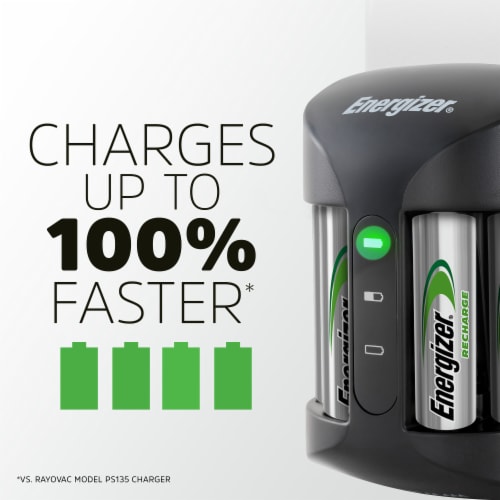 Energizer Recharge Pro Battery Charger AA and AAA batteries with 4 AA NiMH Rechargeable Batteries Perspective: top
