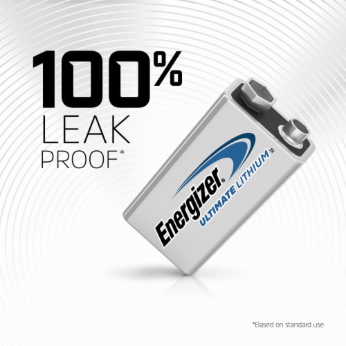Energizer Lithium 9V Batteries 2 Pack, Lithium 9 Volt Batteries Perspective: top