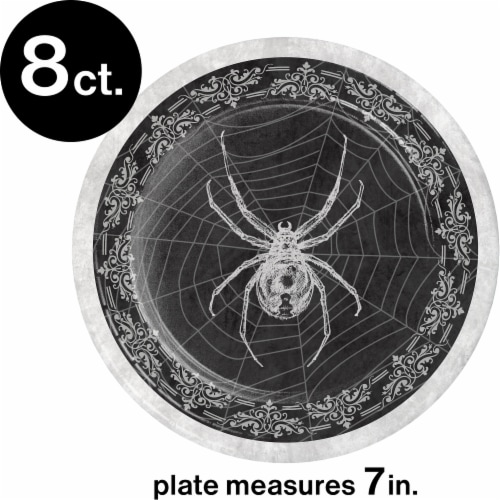 Creative Converting Skull & Spider 7-Inch Paper Plates Perspective: top