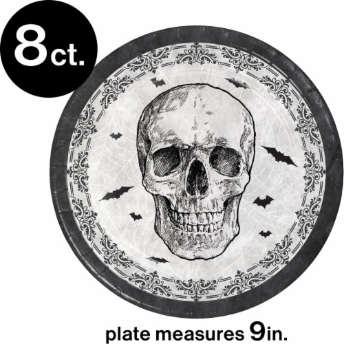 Creative Converting Skull & Spider 9-Inch Paper Plates Perspective: top