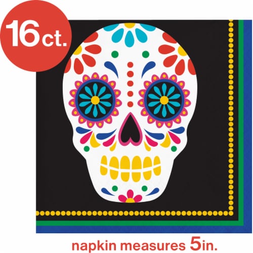 Creative Converting Day of the Dead Beverage Napkins Perspective: top