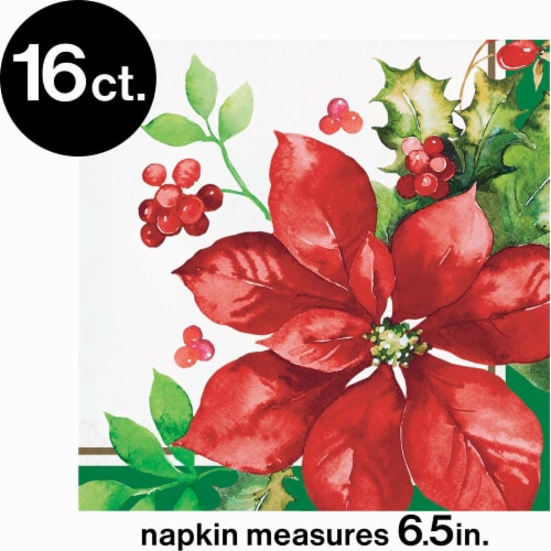 CC Paper Art Perfect Poinsettia Lunch Napkins - 16 Pack Perspective: top