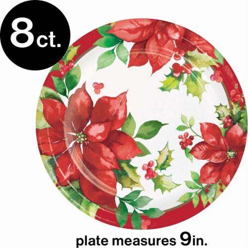 CC Paper Art Perfect Poinsettia Plates - 8 Pack Perspective: top