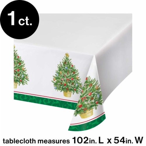 Hoffmaster Classic Christmas Tree Tablecloth Perspective: top
