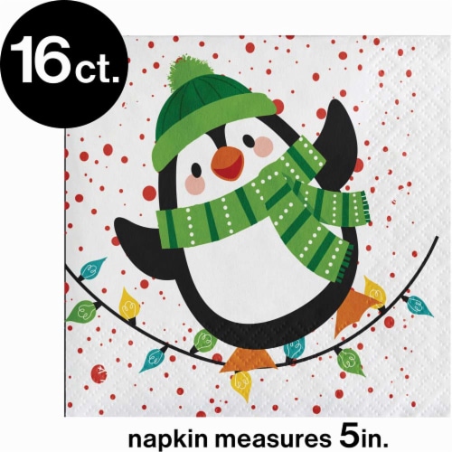 Hoffmaster Christmas Penguin Napkins Perspective: top