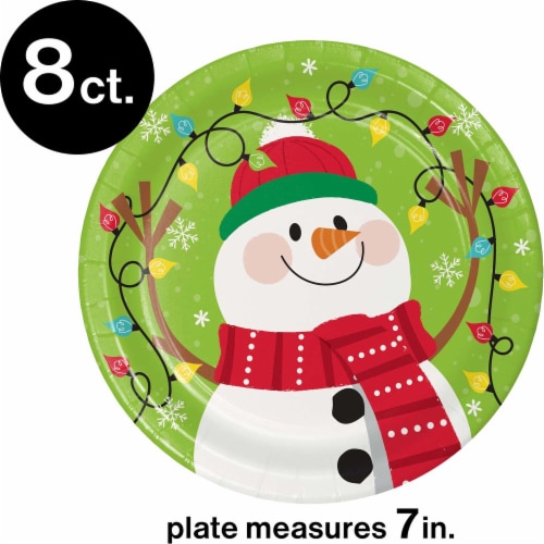 Hoffmaster Snowman Christmas Plates Perspective: top