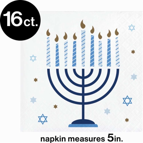 Creative Converting Hanukkah Celebration Napkins - White Perspective: top