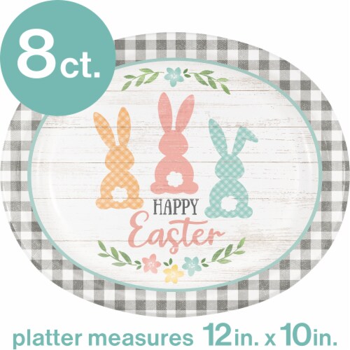 Creative Converting Farmhouse Easter Oval Platters Perspective: top