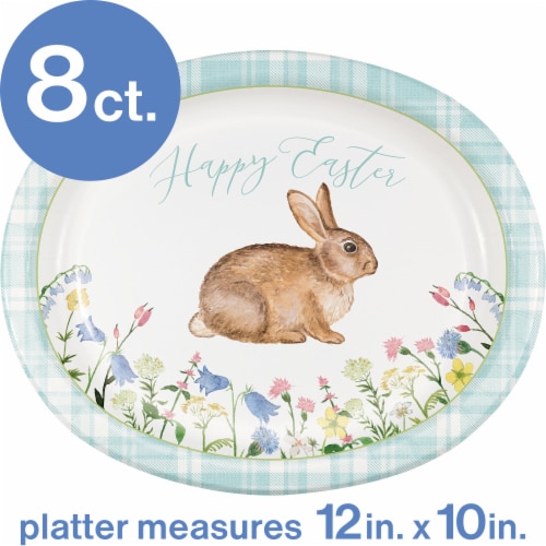 Creative Converting Blissful Bunny 10x12-Inch Paper Plate Perspective: top