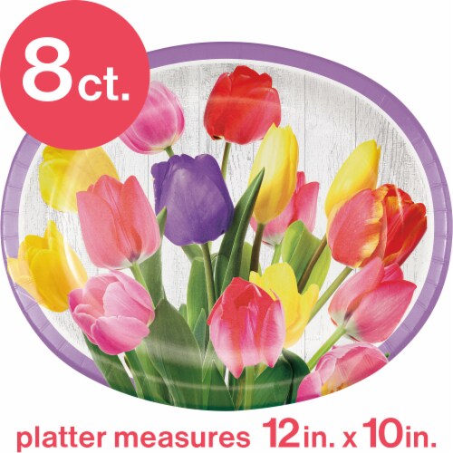 Creative Converting Tulip Bouquet Oval Platters Perspective: top