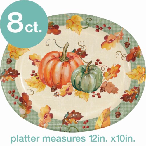 Creative Converting Pumpkin Harvest Disposable Oval Platters - 8 Pack Perspective: top