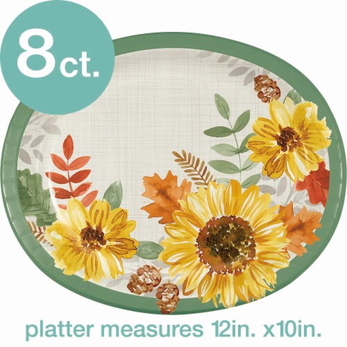 Creative Converting Fall Foliage Disposable Oval Platters - 8 Pack Perspective: top