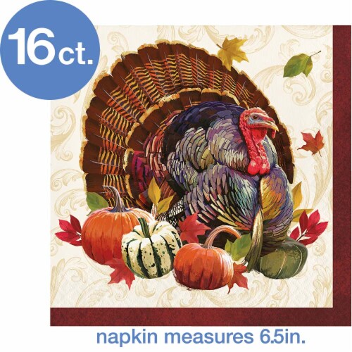 Creative Converting Thanksgiving Turkey Paper Lunch Napkins - 16 Pack Perspective: top