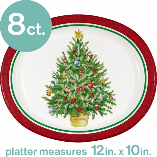 Party Creations Classic Tree Oval Platter Disposable Plates Perspective: top