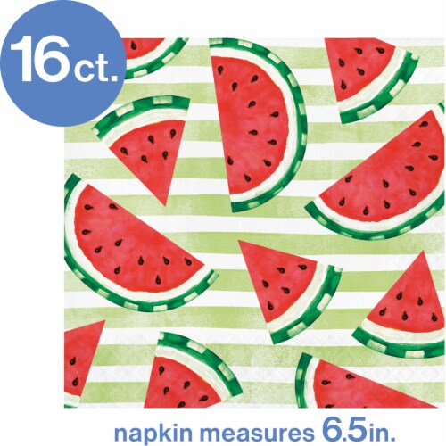 Party Creations Summer Outdoor Paper Napkins - Watermelon Stripes Perspective: top