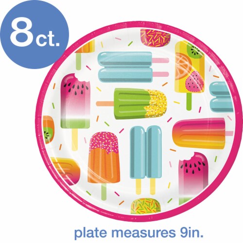 Party Creations Summer Outdoor Dinner Plates - Popsicle Fun Perspective: top