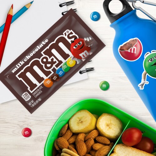 M&M'S Milk Chocolate Candy, Full Size, 1.69 oz Bag Perspective: top