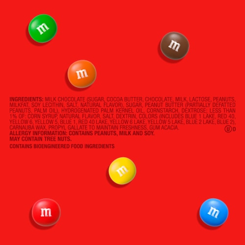 M&M'S Peanut Butter Milk Chocolate Candy Full Size Bag Perspective: top