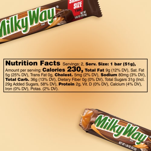Milky Way Milk Chocolate Caramel Candy Share Size Bars Perspective: top