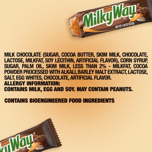 Milky Way Milk Chocolate Candy Bar Full Size Bar Perspective: top