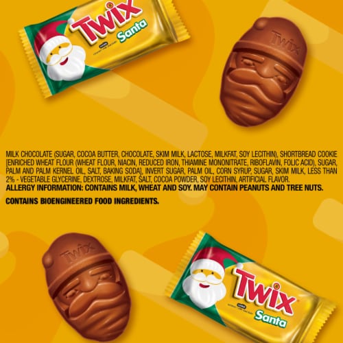 Twix Caramel Singles Size Cookie Bar Christmas Candy Santas Bars Pack Perspective: top