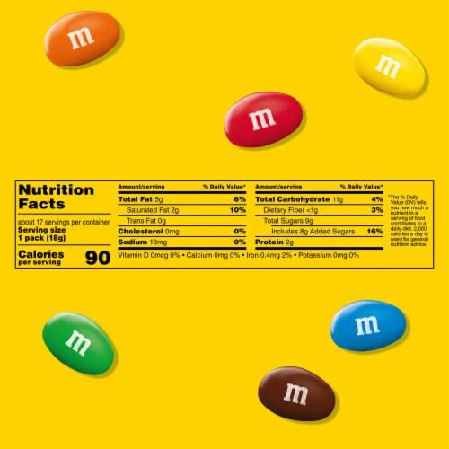 M&M'S Fun Size Peanut Milk Chocolate Candy Bag Perspective: top